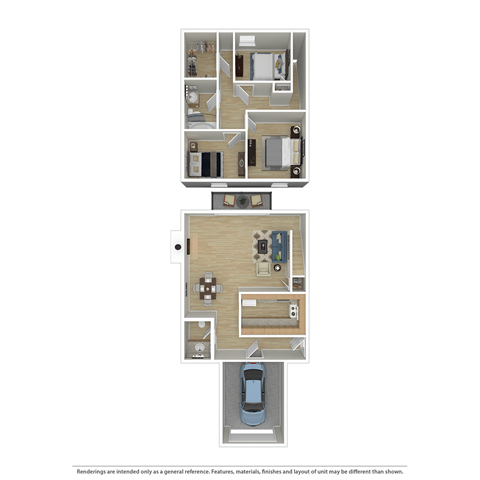 Floor plan for 3 beds, 1.5 baths, 1430 sqft
